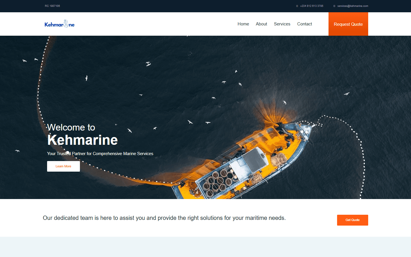 Kehmarine Limited website homepage